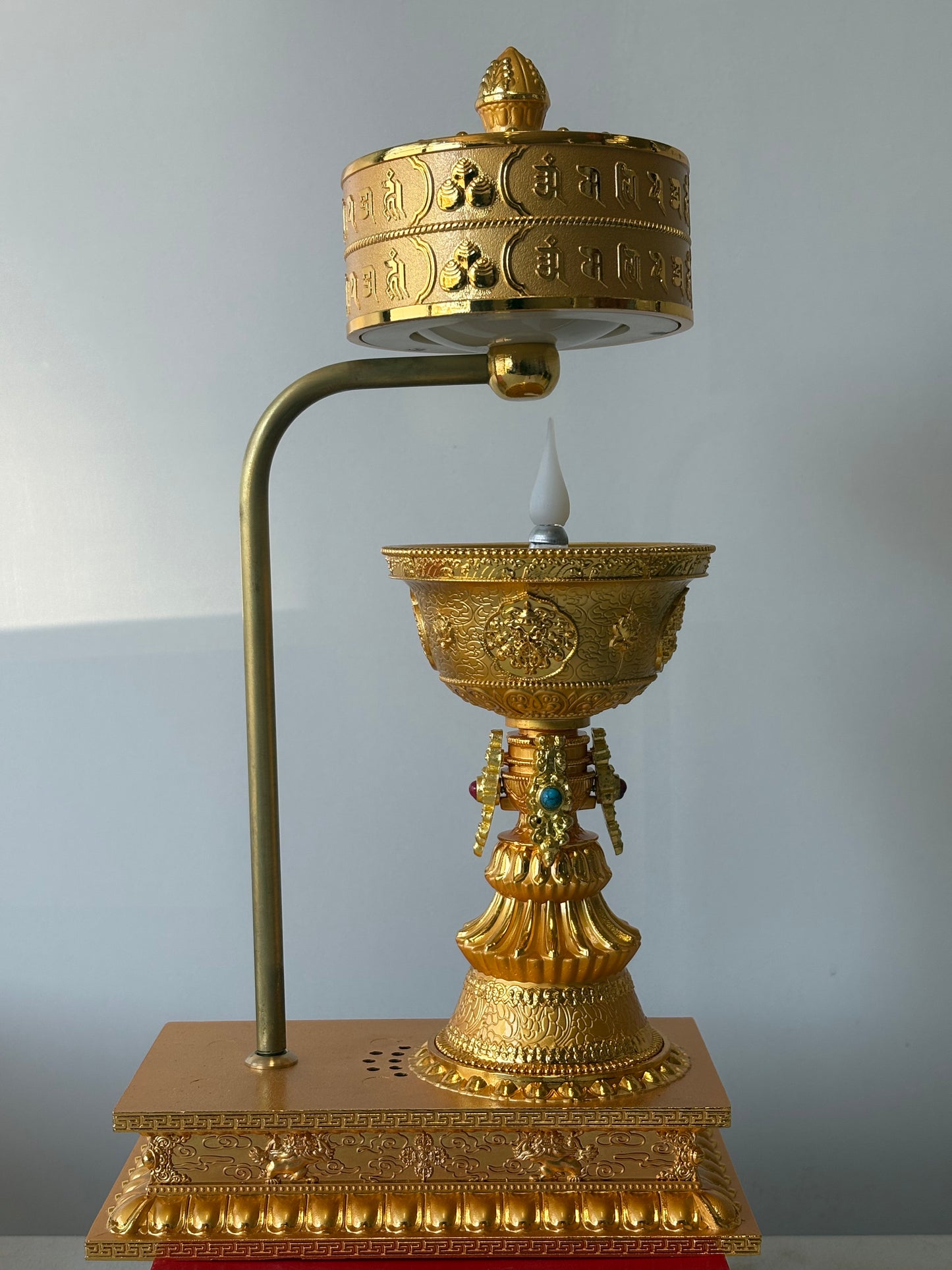 Electric Rechargeable Butter lamp with Rotating Prayers Wheel