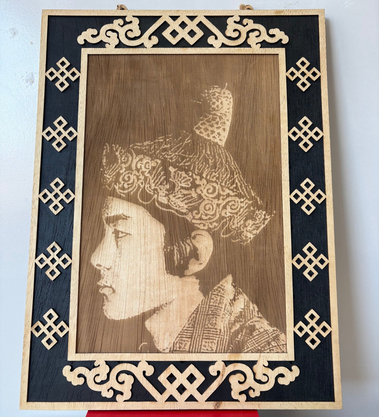 His Majesty the Fourth Druk Gyalpo's Wooden Portrait with Frame